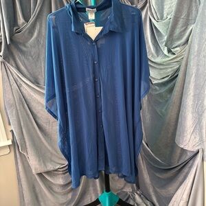 NWT Royal blue sheer beach coverup size large